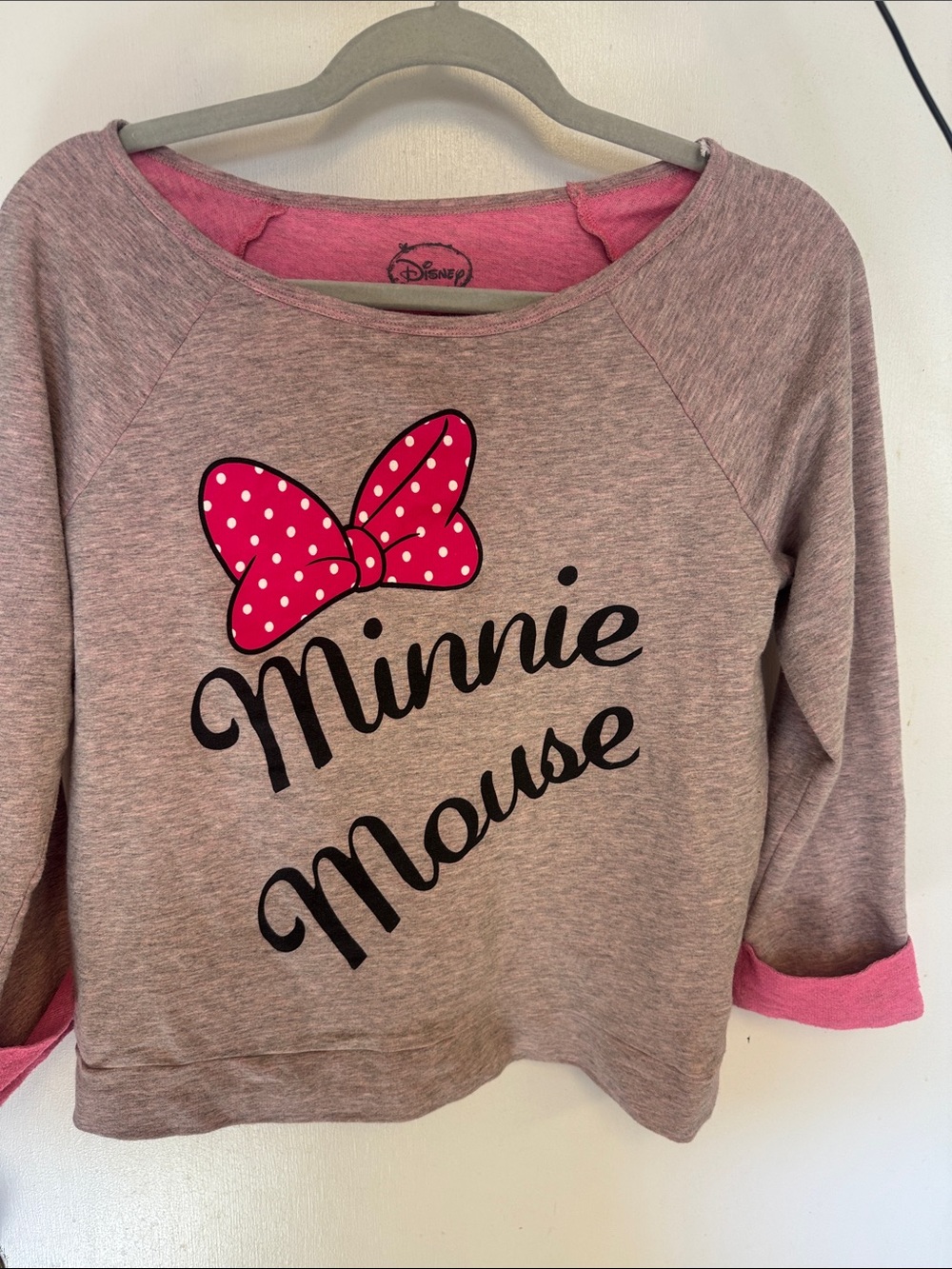 Disney Minnie Mouse Heather Pink & Hot Pink Bow Sweatshirt